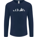 Evolution Motorcycle Motorbike Biker Mens Long Sleeve T-Shirt Navy Blue