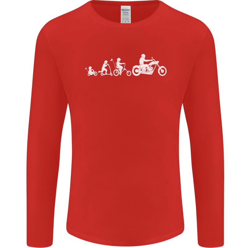 Evolution Motorcycle Motorbike Biker Mens Long Sleeve T-Shirt Red