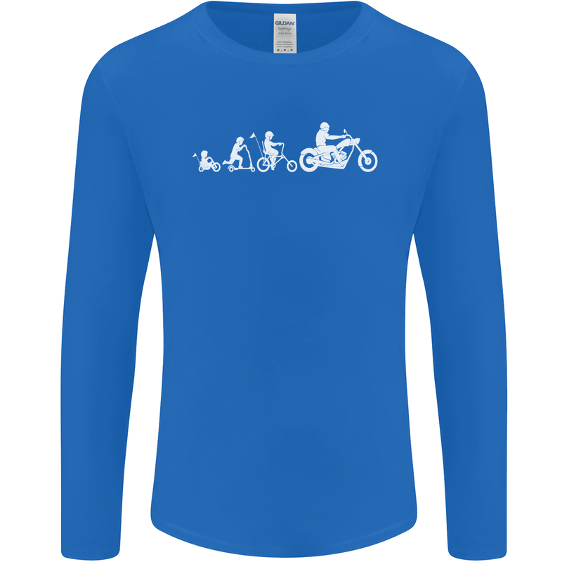 Evolution Motorcycle Motorbike Biker Mens Long Sleeve T-Shirt Royal Blue