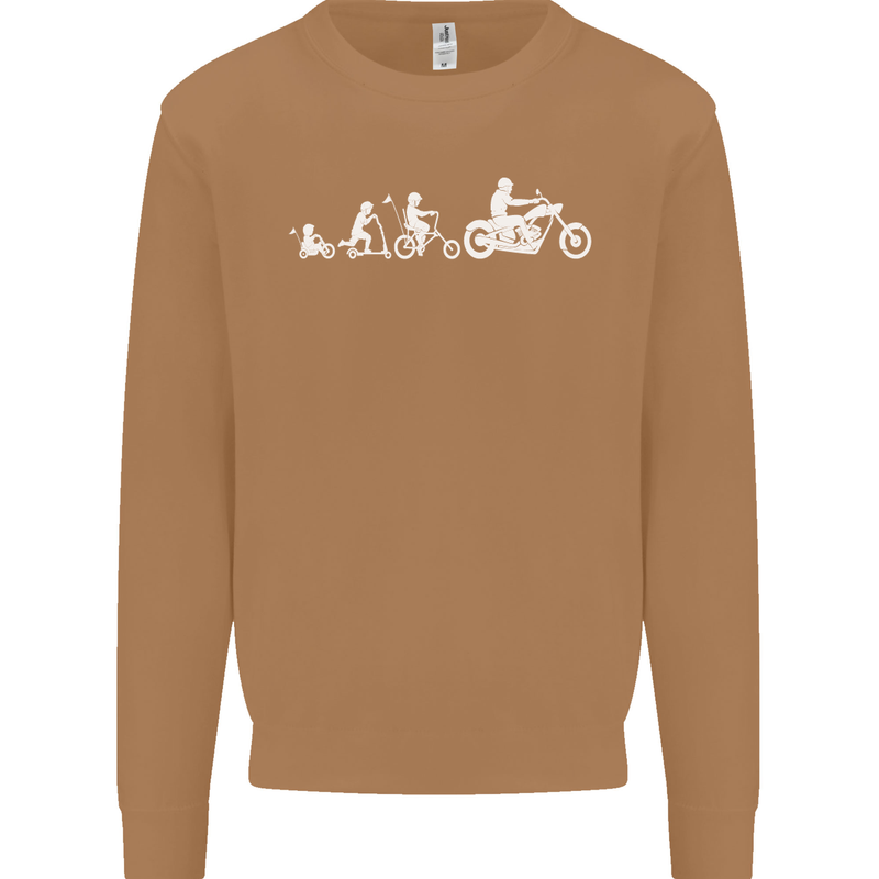 Evolution Motorcycle Motorbike Biker Mens Sweatshirt Jumper Caramel Latte