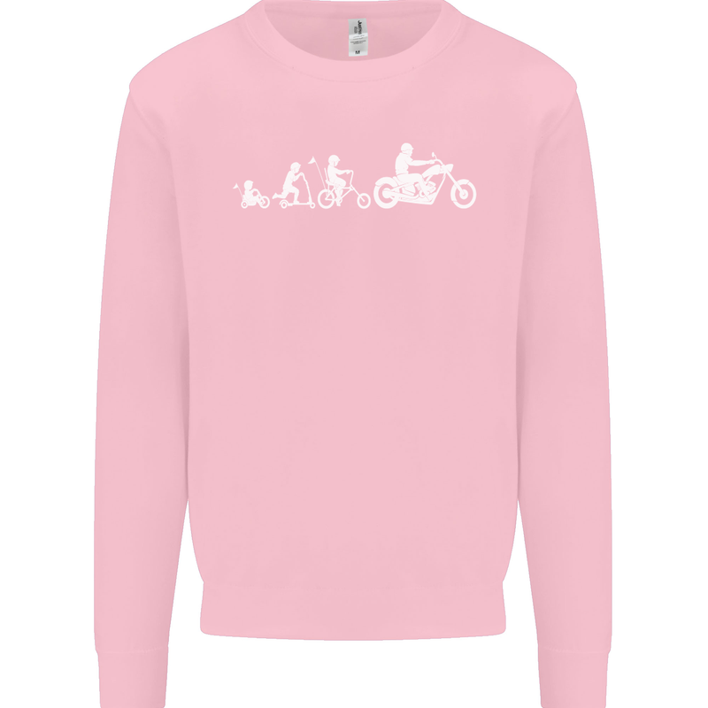 Evolution Motorcycle Motorbike Biker Mens Sweatshirt Jumper Light Pink