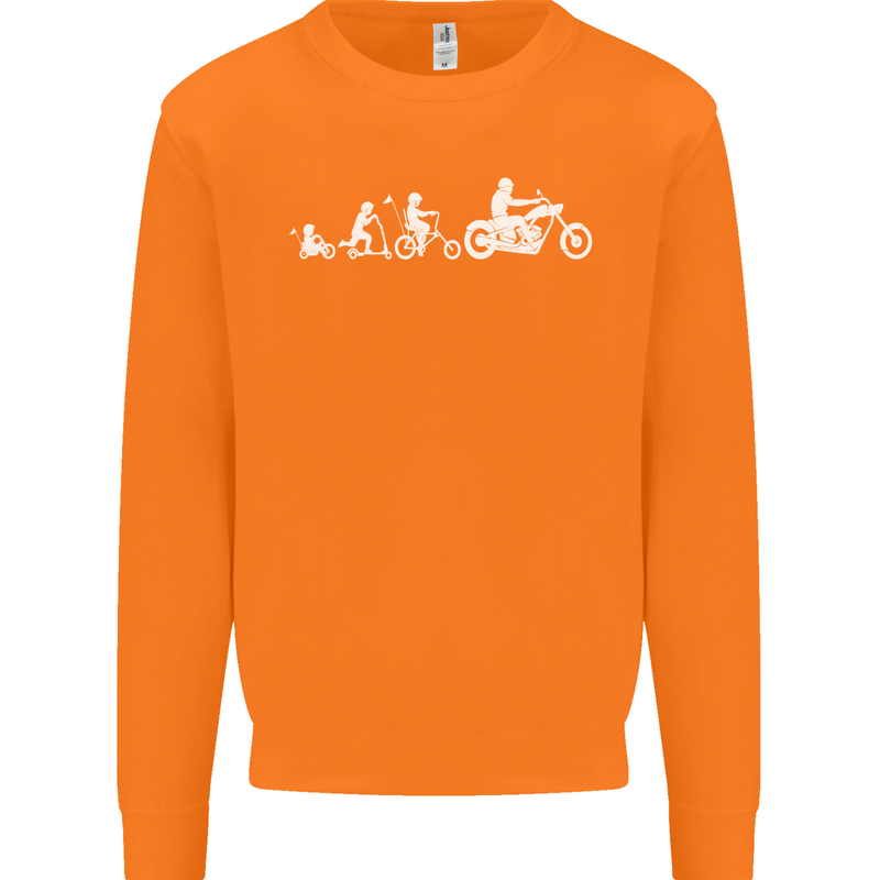 Evolution Motorcycle Motorbike Biker Mens Sweatshirt Jumper Orange