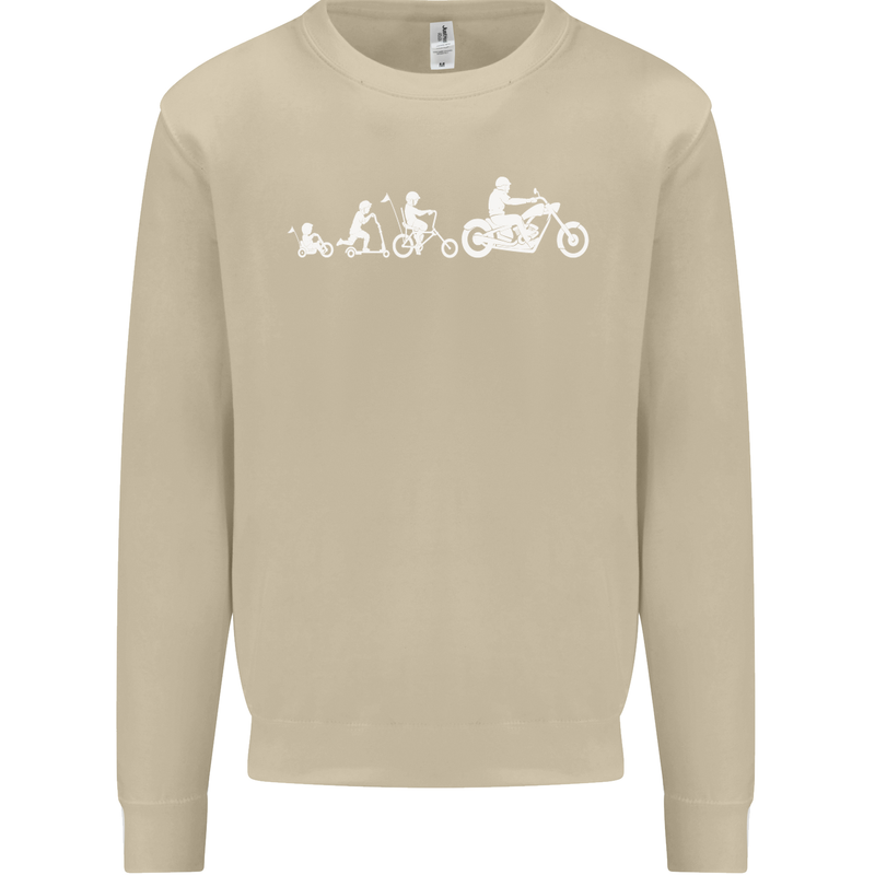 Evolution Motorcycle Motorbike Biker Mens Sweatshirt Jumper Sand