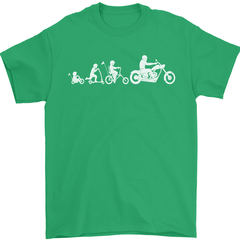 Evolution Motorcycle Motorbike Biker Mens T-Shirt Cotton Gildan Irish Green