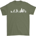 Evolution Motorcycle Motorbike Biker Mens T-Shirt Cotton Gildan Military Green