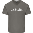 Evolution Motorcycle Motorbike Biker Mens V-Neck Cotton T-Shirt Charcoal