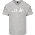 Evolution Motorcycle Motorbike Biker Mens V-Neck Cotton T-Shirt Sports Grey