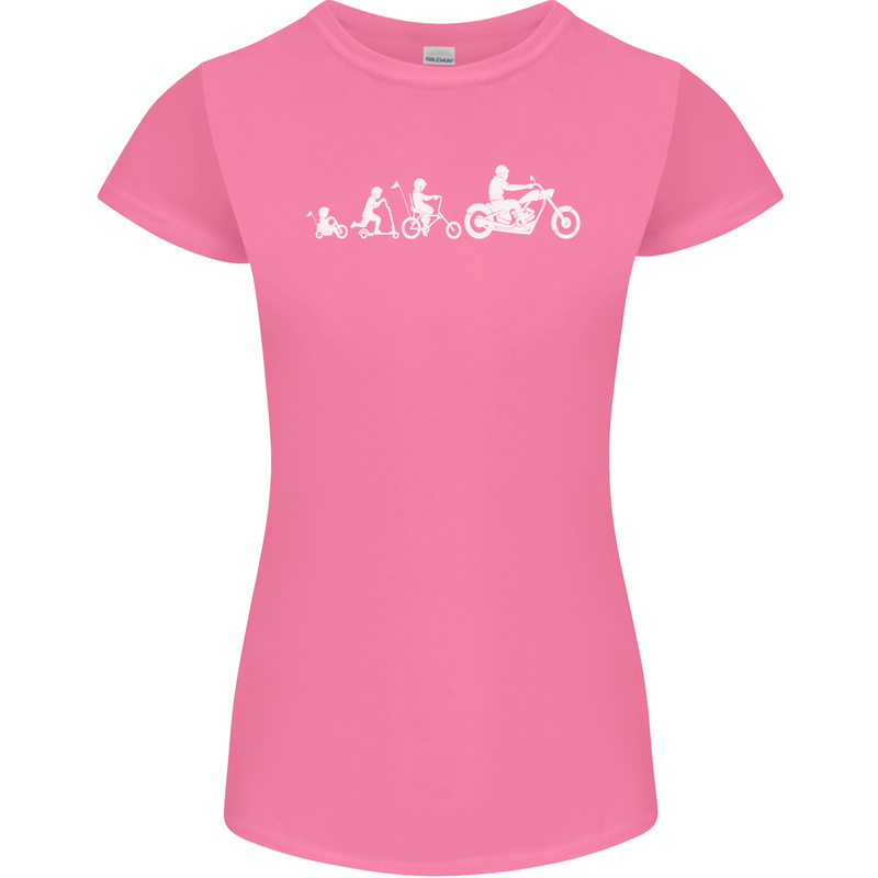 Evolution Motorcycle Motorbike Biker Womens Petite Cut T-Shirt Azalea