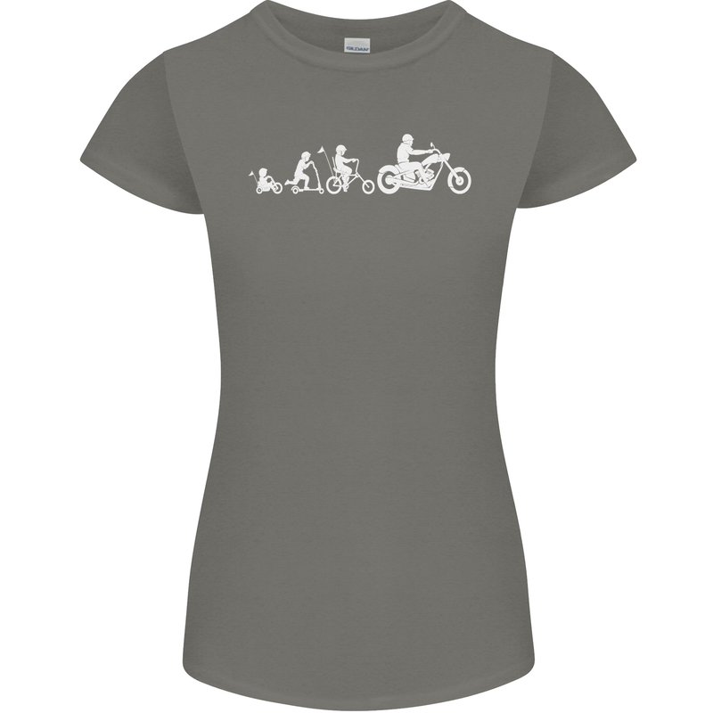 Evolution Motorcycle Motorbike Biker Womens Petite Cut T-Shirt Charcoal