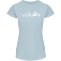 Evolution Motorcycle Motorbike Biker Womens Petite Cut T-Shirt Light Blue