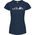Evolution Motorcycle Motorbike Biker Womens Petite Cut T-Shirt Navy Blue
