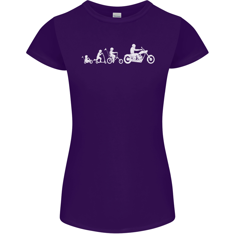 Evolution Motorcycle Motorbike Biker Womens Petite Cut T-Shirt Purple