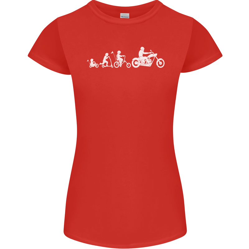 Evolution Motorcycle Motorbike Biker Womens Petite Cut T-Shirt Red