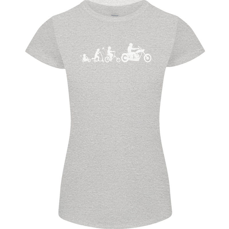 Evolution Motorcycle Motorbike Biker Womens Petite Cut T-Shirt Sports Grey
