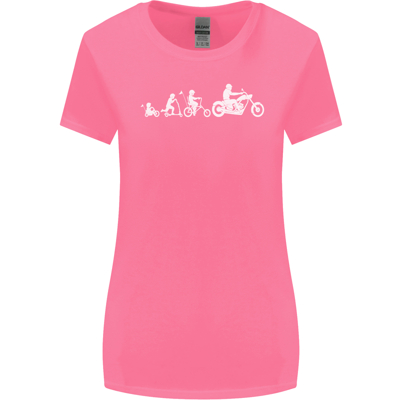 Evolution Motorcycle Motorbike Biker Womens Wider Cut T-Shirt Azalea