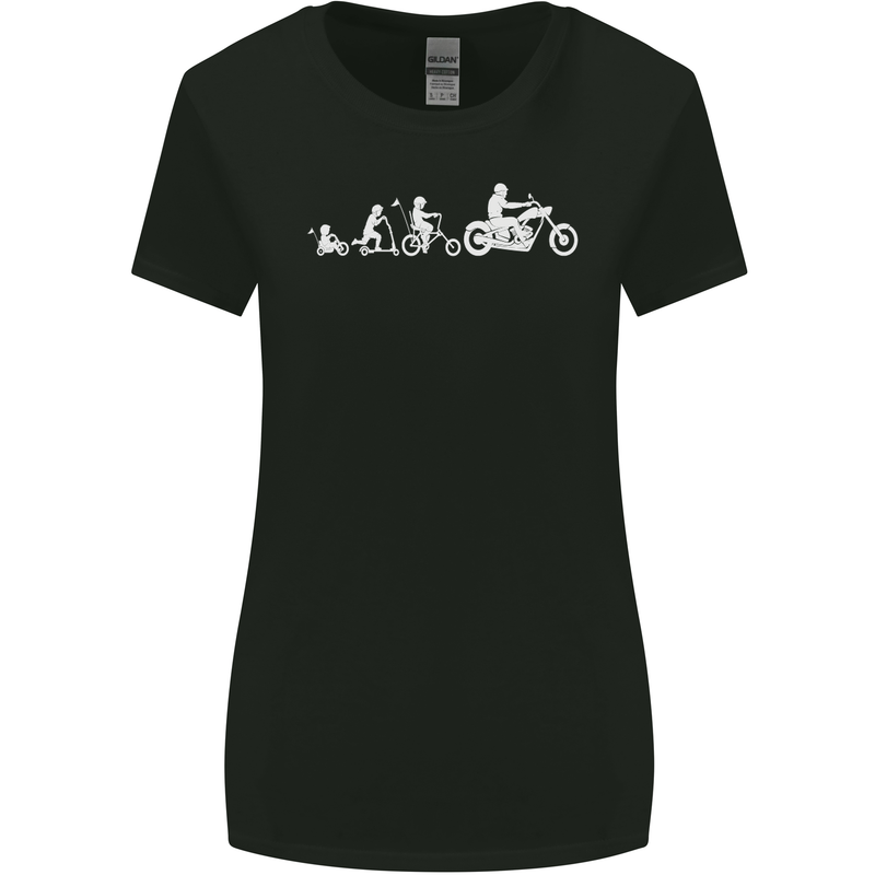 Evolution Motorcycle Motorbike Biker Womens Wider Cut T-Shirt Black