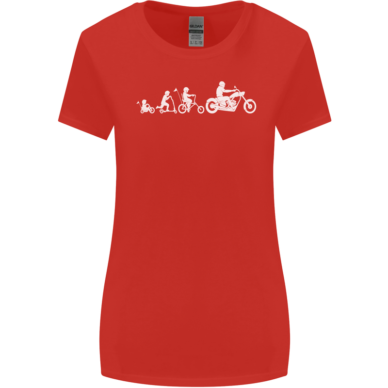 Evolution Motorcycle Motorbike Biker Womens Wider Cut T-Shirt Red