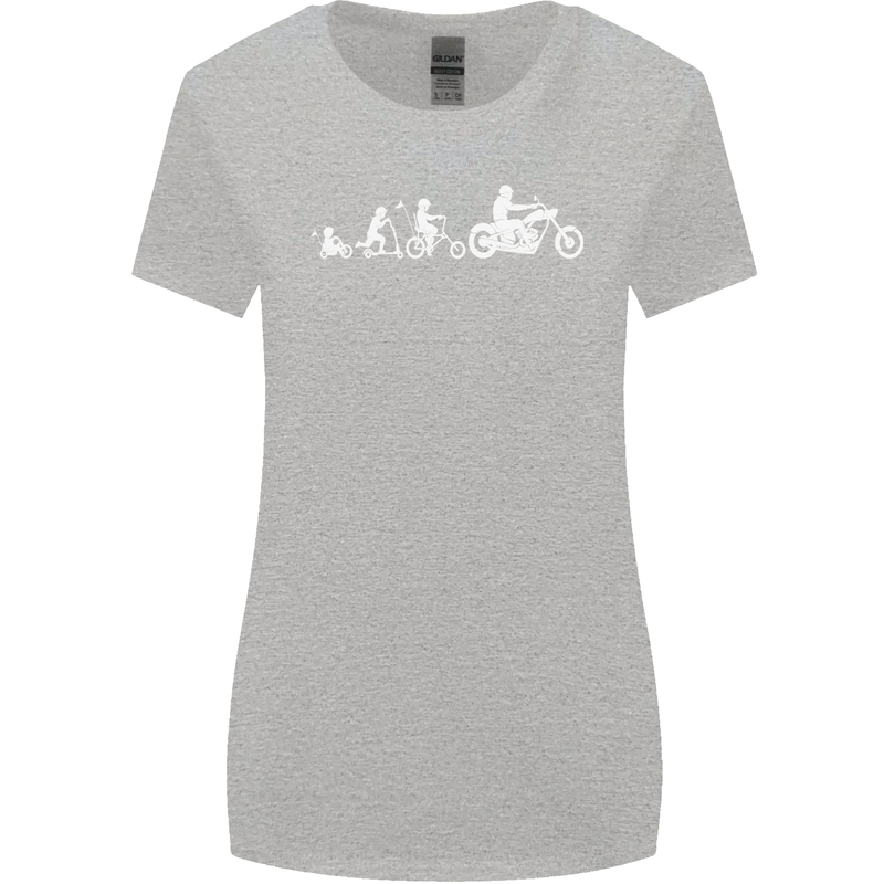 Evolution Motorcycle Motorbike Biker Womens Wider Cut T-Shirt Sports Grey