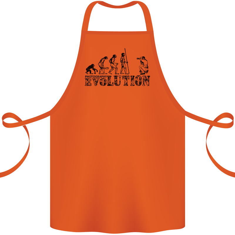 Evolution Photographer Funny Photoraphy Cotton Apron 100% Organic Orange