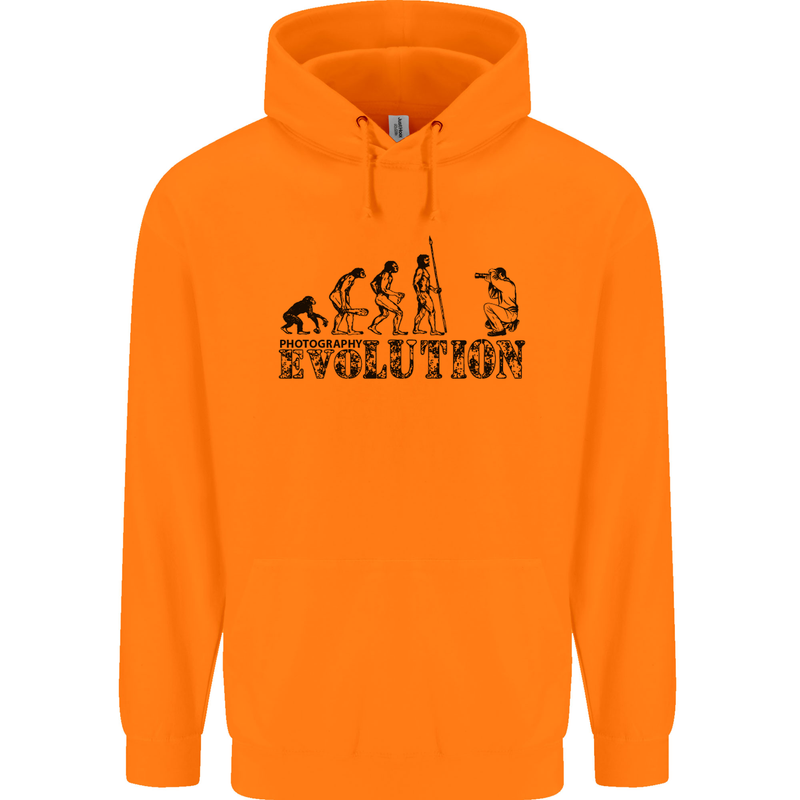 Evolution Photographer Funny Photoraphy Mens 80% Cotton Hoodie Orange