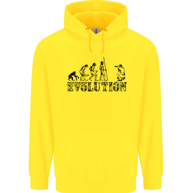 Evolution Photographer Funny Photoraphy Mens 80% Cotton Hoodie Yellow