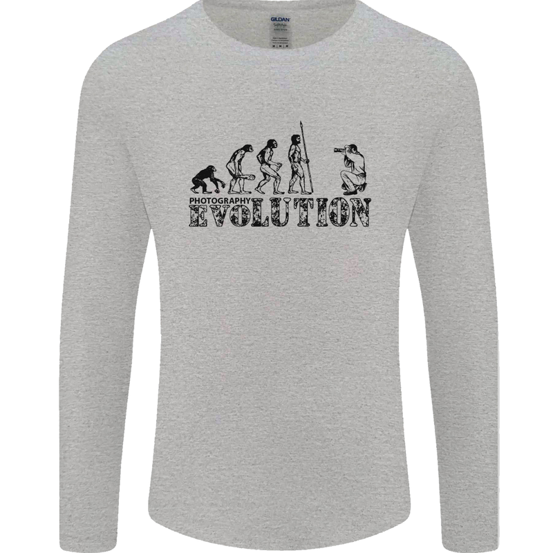 Evolution Photographer Funny Photoraphy Mens Long Sleeve T-Shirt Sports Grey