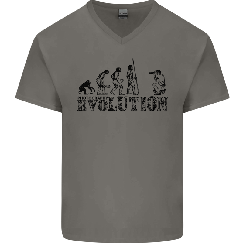 Evolution Photographer Funny Photoraphy Mens V-Neck Cotton T-Shirt Sports Grey