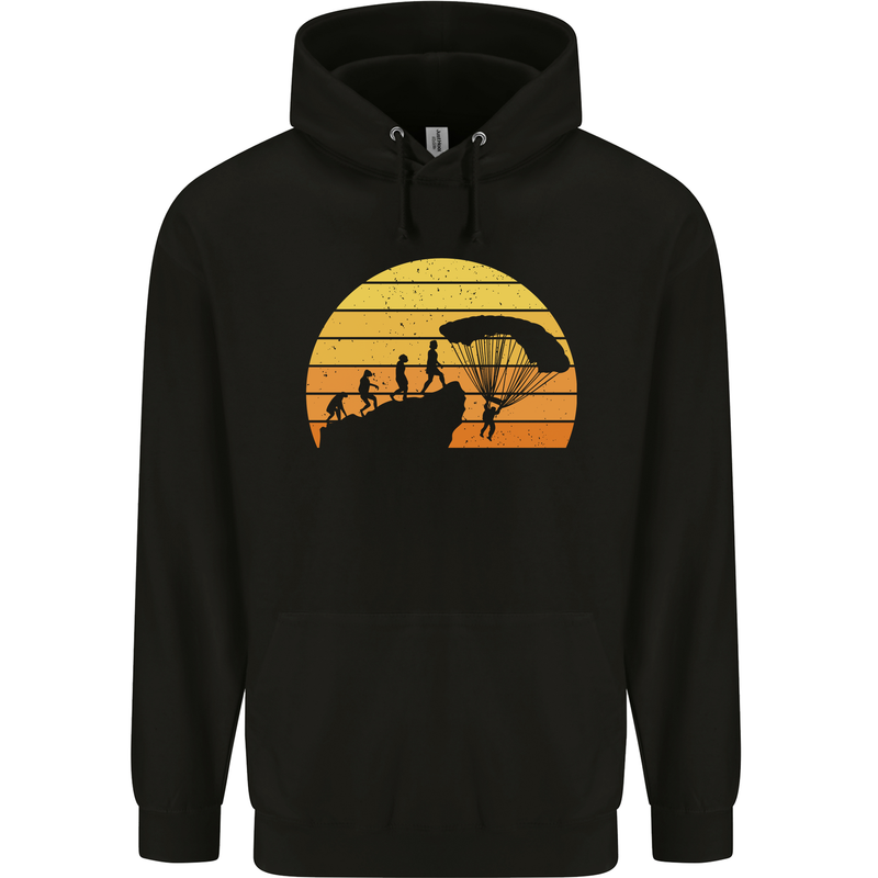 Evolution of Base Jumping Childrens Kids Hoodie Black