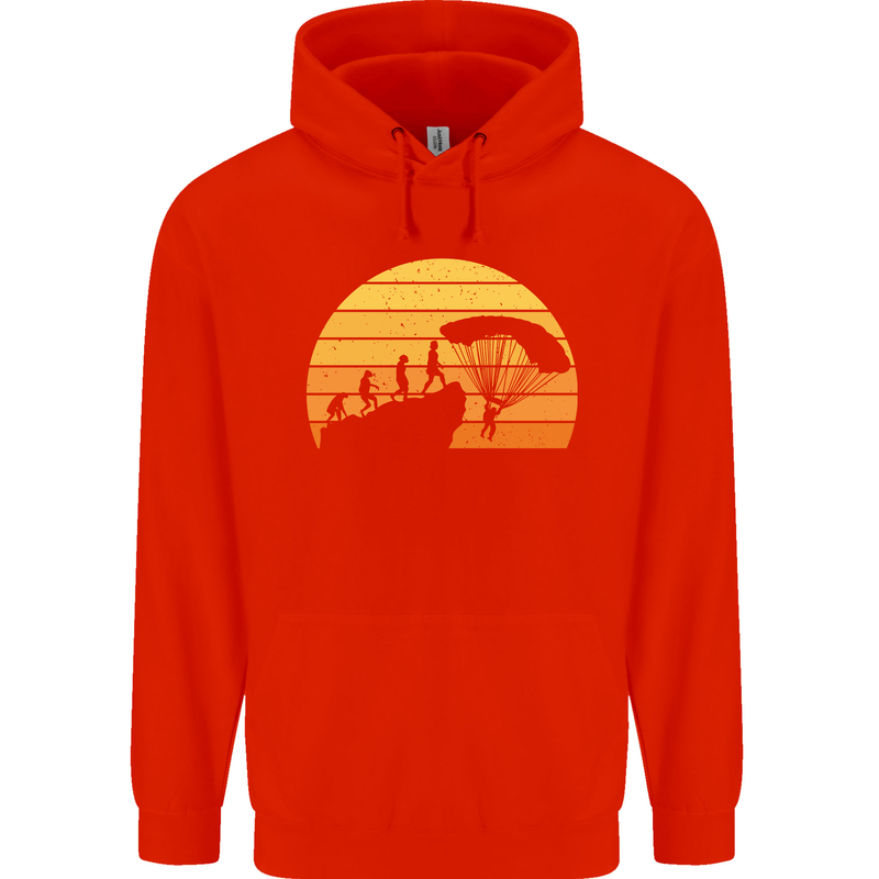 Evolution of Base Jumping Childrens Kids Hoodie Bright Red