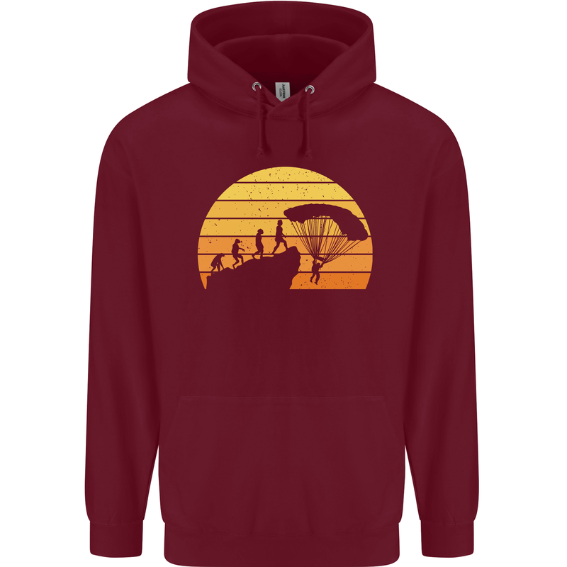 Evolution of Base Jumping Childrens Kids Hoodie Maroon