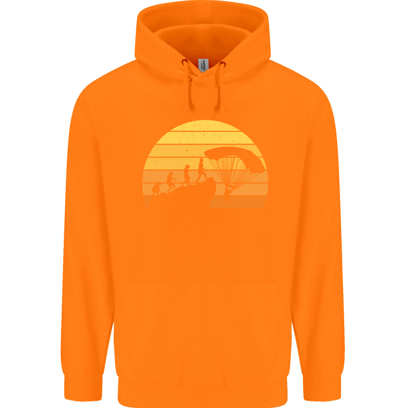 Evolution of Base Jumping Childrens Kids Hoodie Orange