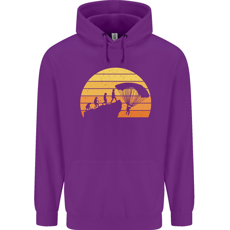 Evolution of Base Jumping Childrens Kids Hoodie Purple