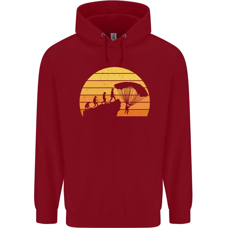 Evolution of Base Jumping Childrens Kids Hoodie Red