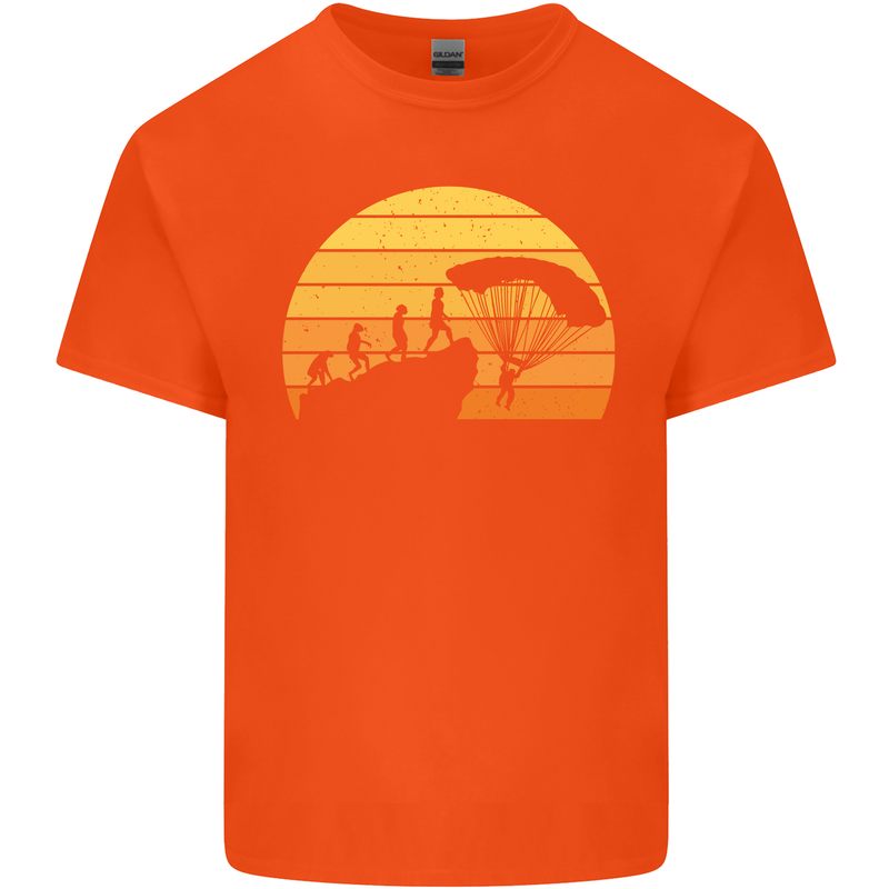 Evolution of Base Jumping Mens Cotton T-Shirt Tee Top Orange