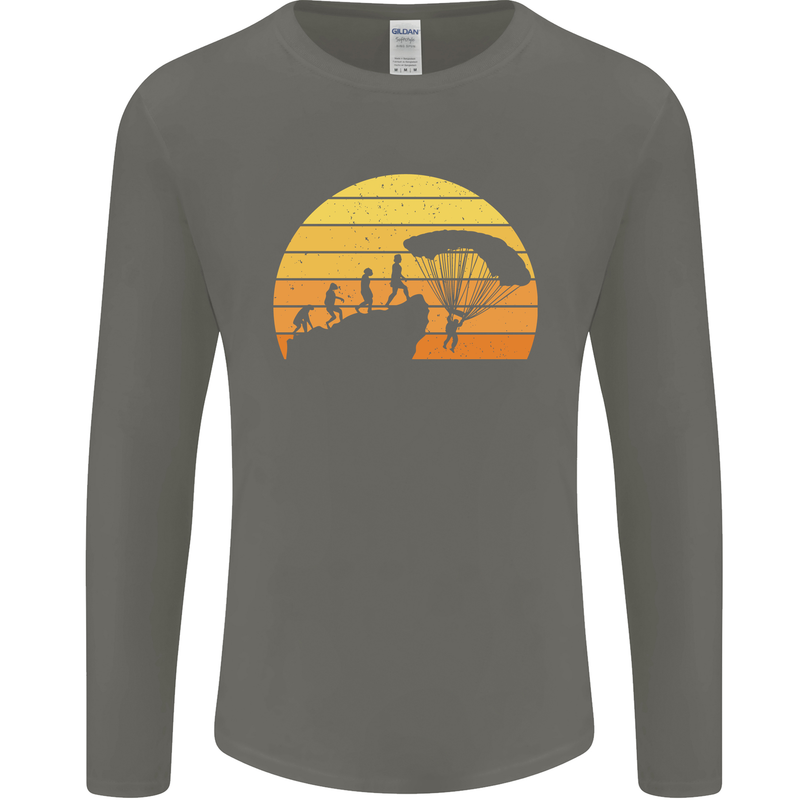 Evolution of Base Jumping Mens Long Sleeve T-Shirt Charcoal