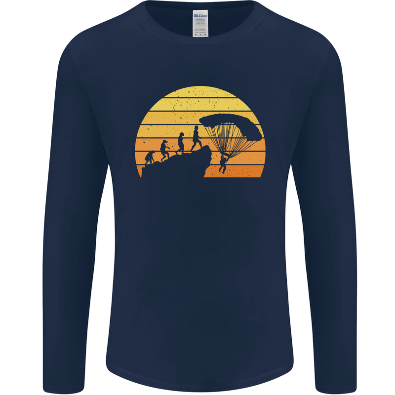 Evolution of Base Jumping Mens Long Sleeve T-Shirt Navy Blue