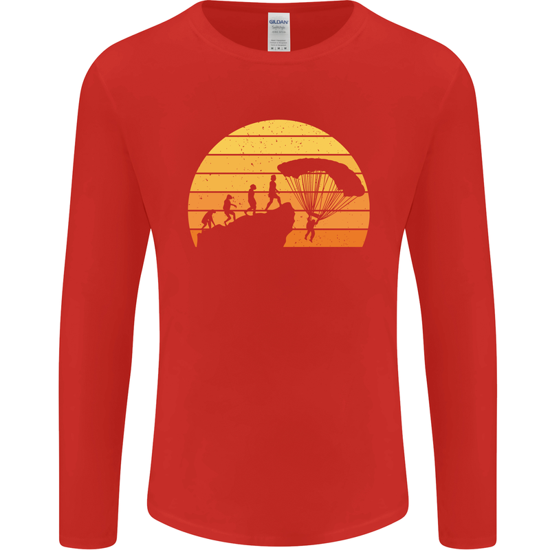 Evolution of Base Jumping Mens Long Sleeve T-Shirt Red