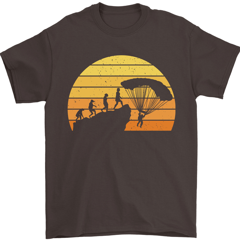Evolution of Base Jumping Mens T-Shirt Cotton Gildan Dark Chocolate