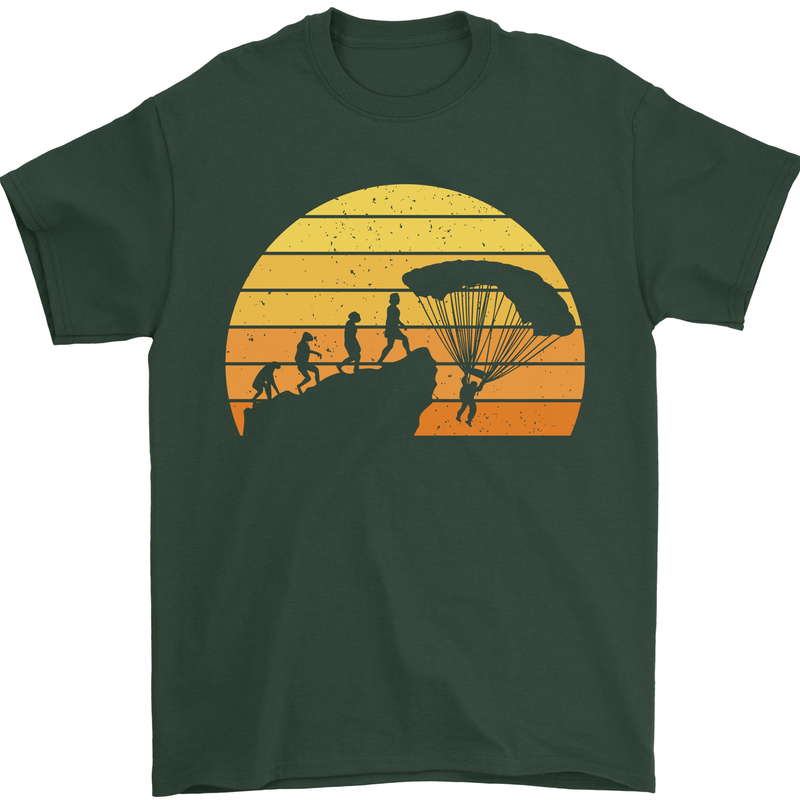 Evolution of Base Jumping Mens T-Shirt Cotton Gildan Forest Green