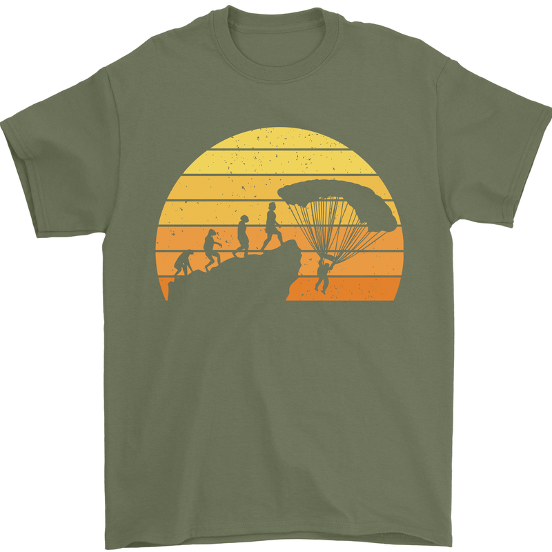 Evolution of Base Jumping Mens T-Shirt Cotton Gildan Military Green