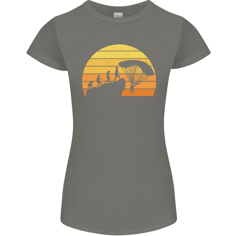 Evolution of Base Jumping Womens Petite Cut T-Shirt Charcoal