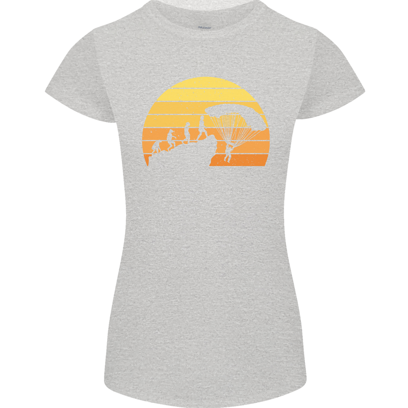 Evolution of Base Jumping Womens Petite Cut T-Shirt Sports Grey
