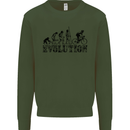 Evolution of Cycling Cyclist Bicycle Funny Kids Sweatshirt Jumper Forest Green