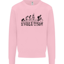 Evolution of Cycling Cyclist Bicycle Funny Kids Sweatshirt Jumper Light Pink