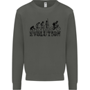 Evolution of Cycling Cyclist Bicycle Funny Kids Sweatshirt Jumper Storm Grey