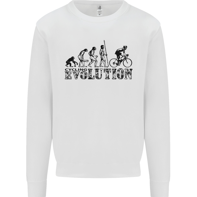 Evolution of Cycling Cyclist Bicycle Funny Kids Sweatshirt Jumper White