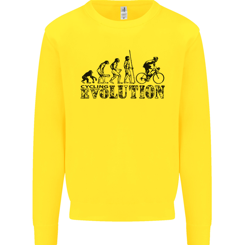 Evolution of Cycling Cyclist Bicycle Funny Kids Sweatshirt Jumper Yellow