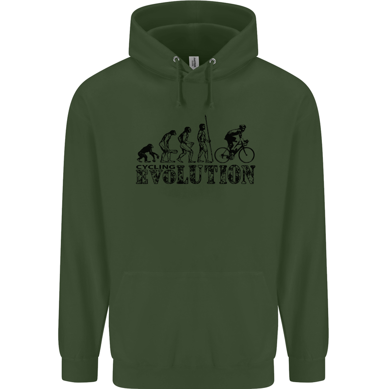 Evolution of Cycling Cyclist Bicycle Funny Mens 80% Cotton Hoodie Forest Green