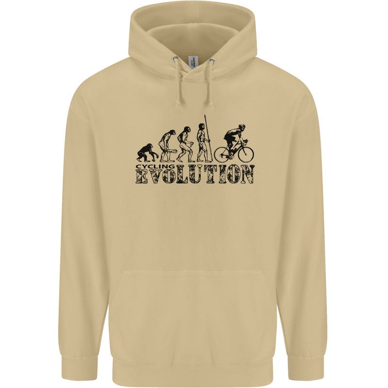 Evolution of Cycling Cyclist Bicycle Funny Mens 80% Cotton Hoodie Sand