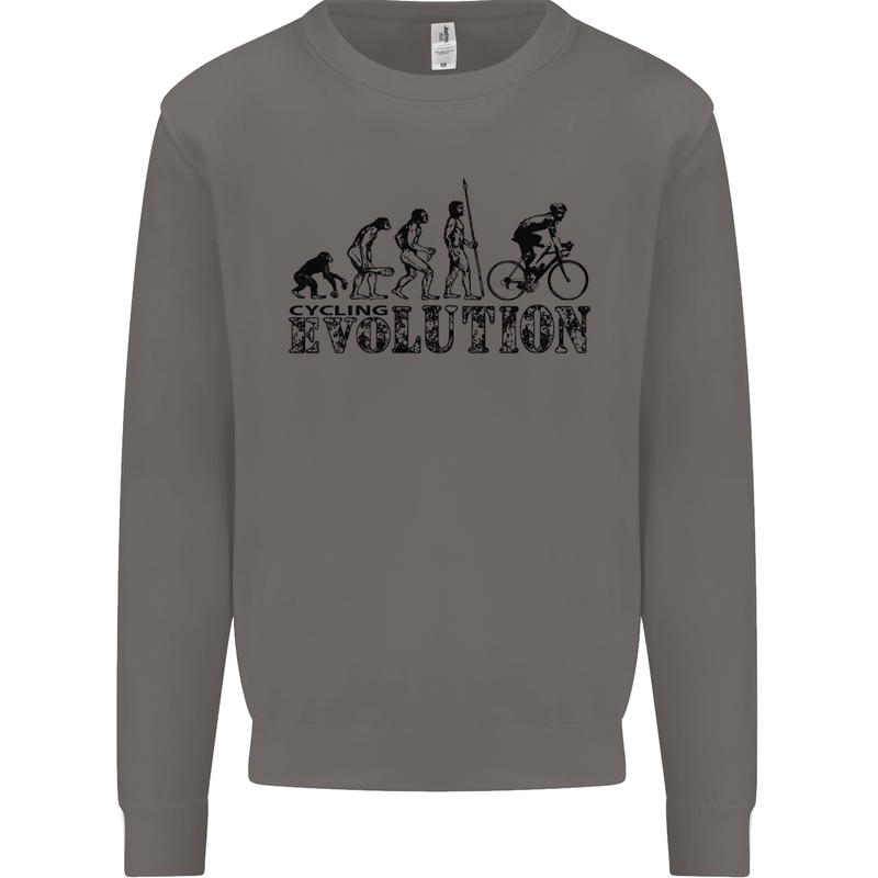 Evolution of Cycling Cyclist Bicycle Funny Mens Sweatshirt Jumper Charcoal
